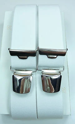 ABC-SUPERIOR No1 Hosenträger, weiß, 4 extra starke ABC-Clips, 35mm breit, Länge 70 - 200 cm