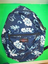 Eastpak Vintage Unisex Adult Backpack Blue Nylon Hawaiian Print Made in USA