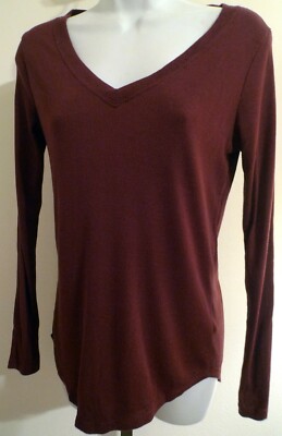 Womens Nordstrom Treasure & Bond Burgundy V Neck Knit Tunic S Top Long Sleeves