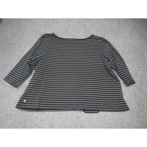 Lauren Ralph Lauren Top Plus Size 3X Black White Striped Cotton 3/4 Sleeve *