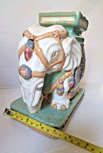 Beautiful Antique Chinese Elephant Clay Pottery Statue Plant Stand Handpainted. - Picture 15 of 16