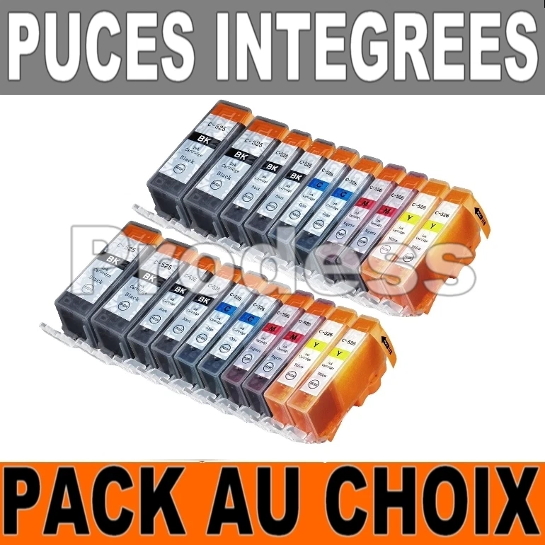 Cartouches compatible Canon PGI520 CLI521 PGI5 CLI8 PGI525 CLI551 PGI525 CLI526 - Photo 1/1
