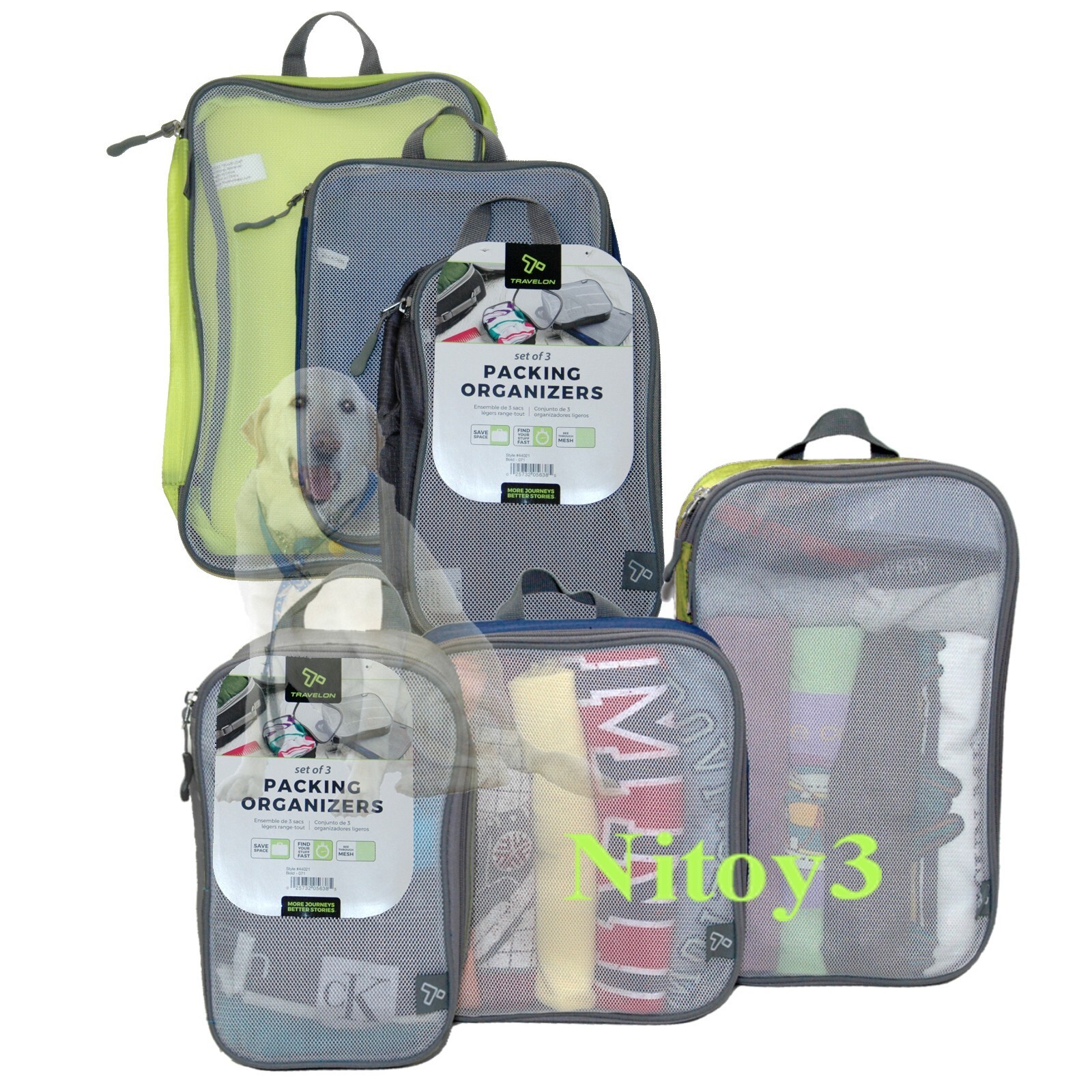 Organisateur Valise 10 Pièces - Sacs Compression, Sac à Chaussures, Pochettes - Gris - Pour Voyage, Valise Cabine - 10