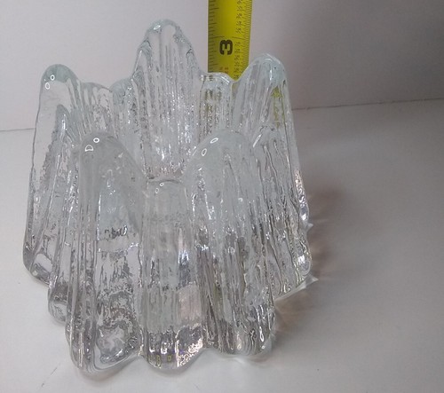 Vintage Nybro Sweden Crystal Iceberg volcano Candle Holder Glass 50’s 3.5"x4.5" - Picture 8 of 12