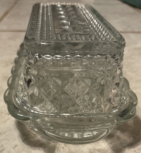 VTG ANCHOR HOCKING WEXFORD PRESSED GLASS COVERED BUTTER DISH DISCONTINUED 7-7/8” - Picture 5 of 10