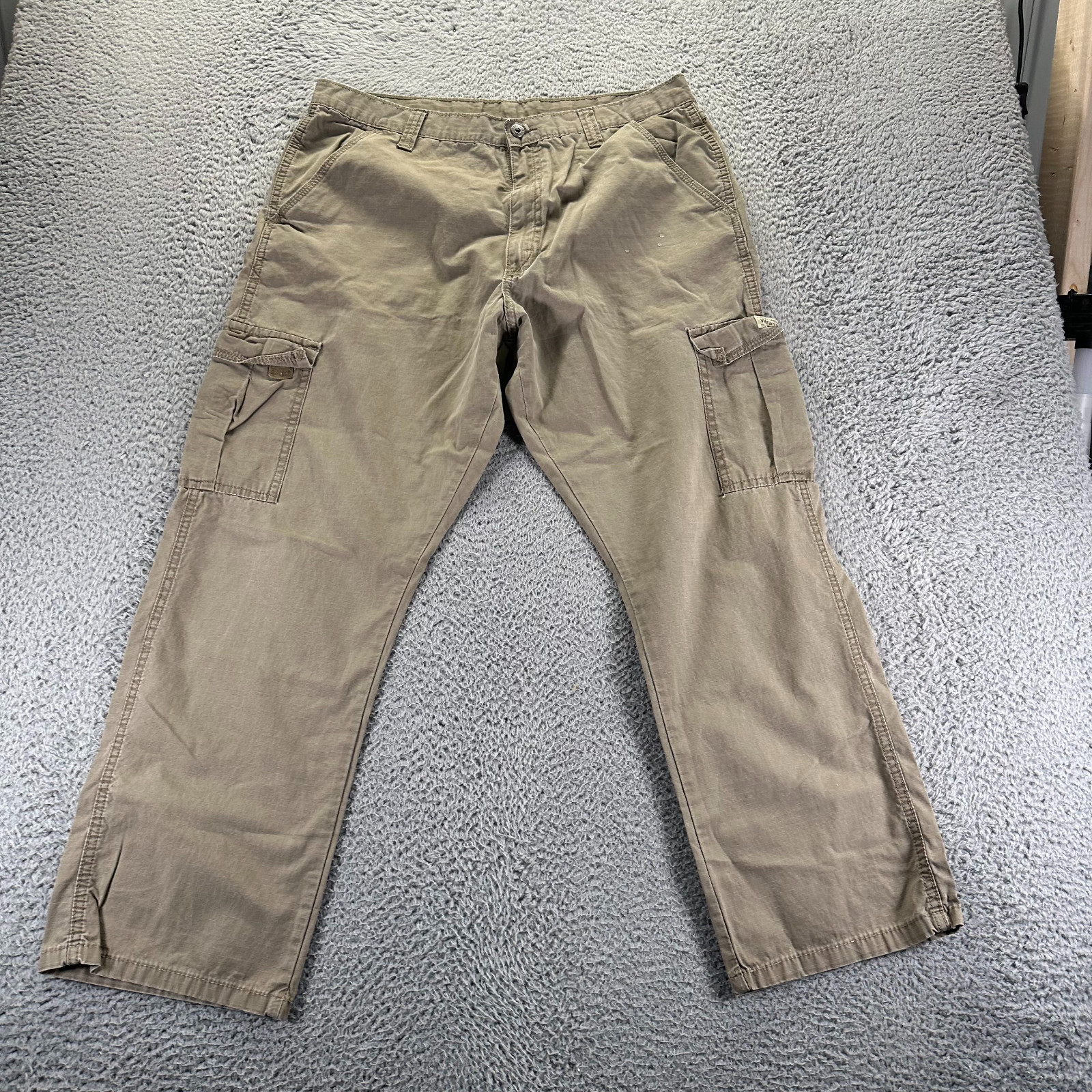 Wrangler Pant Mens 36x29 Beige Cotton Cargo Straight Leg Workwear Utility Travel