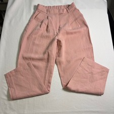 H M, Pleated Tapered Trousers, 6, Pink, High Waist Elastic Back
