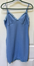 Urban Outfitter Women Dress Lace Baby Blue Slip On Knit Fitted Mini Bodycon Larg