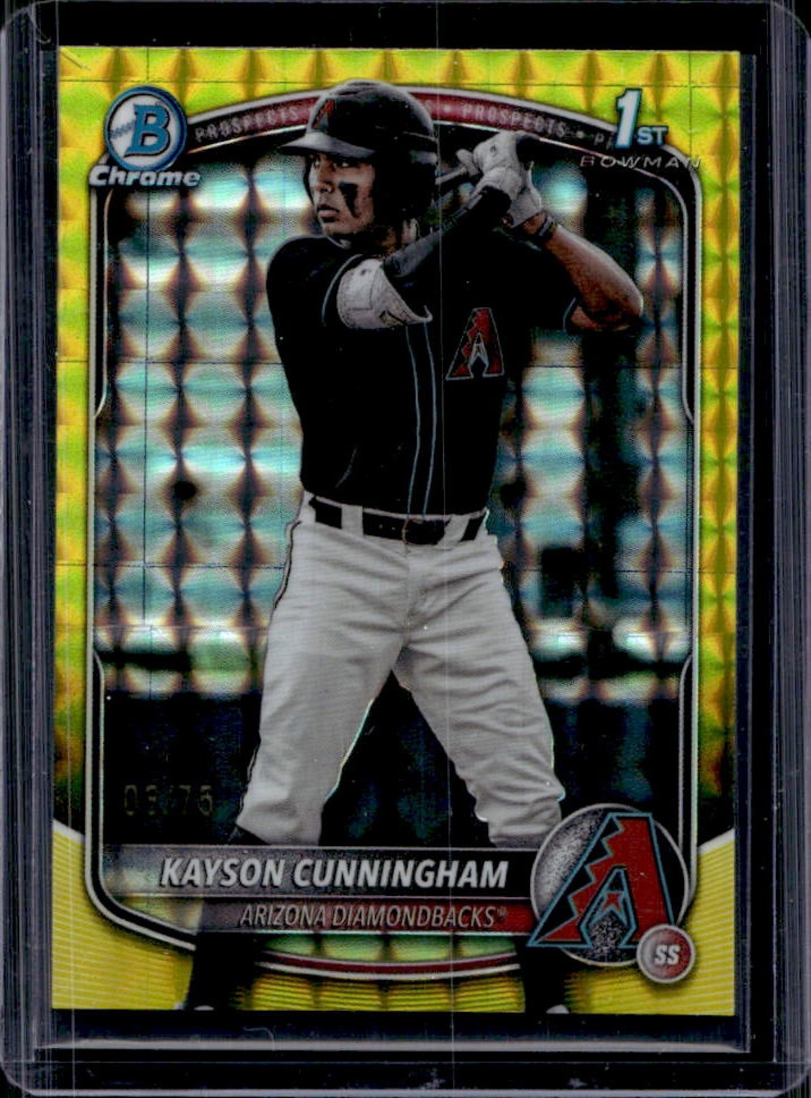 2025 Bowman Draft Kayson Cunningham Chrome Yellow Geometric Refractor 1st #/75