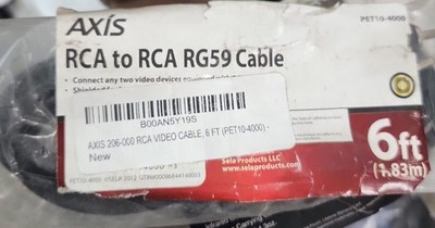 New Black AXIS RCA to RCA RG59 Cable PET10-4000 6 FT