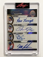 NY Mets QUAD AUTO Ray Knight Howard Johnson Darryl Strawberry Dwight Gooden