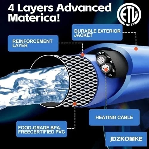 -100FT Heated RV Water Hose - Freeze Protection Down to -45°F, Heavy-Duty 15FT - Image 4 of 4