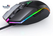 Pinslee Wired Illuminated USB Computer Mouse, with RGB Backlit Optical LED Mouse
