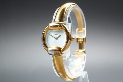 Gucci 1400L White Dial Gold Bangle Quartz 25mm Ladies Watch From