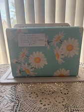 DANFI AUDIO Blue Daisy Floral Suitcase Record Player Turntable USB Jack