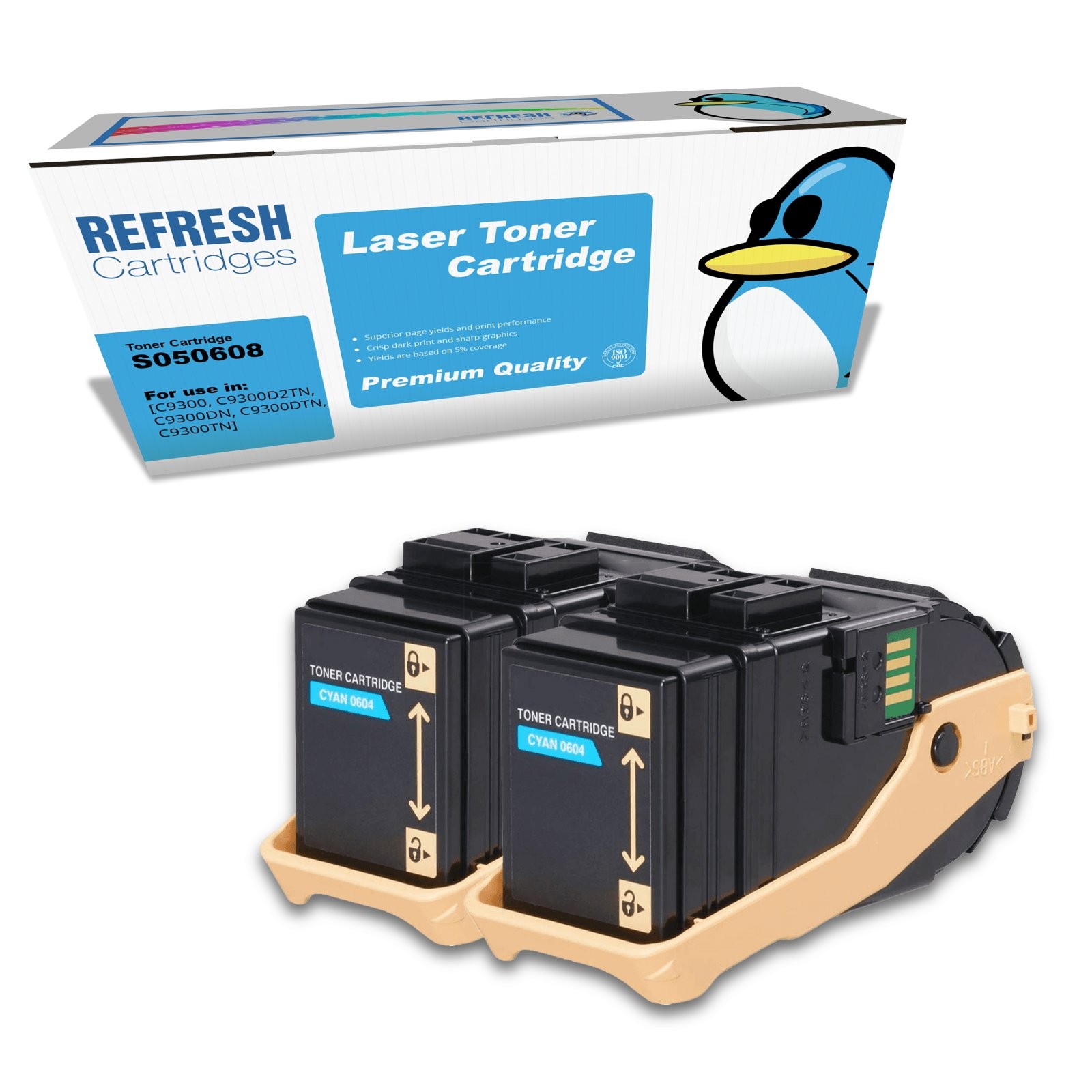 Refresh Cartridges Cyan C13S050608 Toner Twin Pack Compatible With Epson Printer