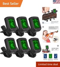 360-Degree Rotatable Clip-On Tuner for Guitar, Ukulele, Bass  More - 6 Pack
