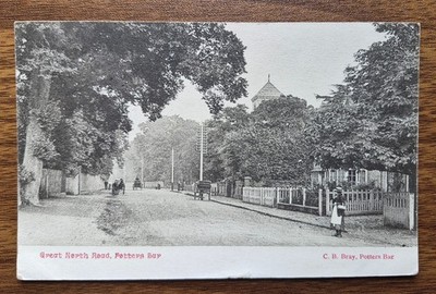 Great North Road, Potters Bar 1907 Postkarte gedruckt Weihnachtsbotschaft