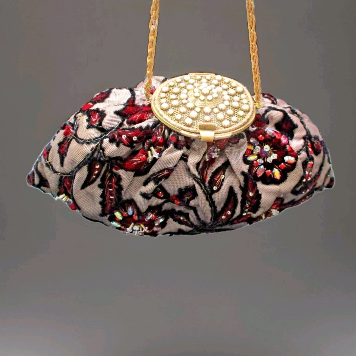 BAIGIO 1920s Clutch nera anni '20 con perle elegante borsa a tracolla per feste matrimoni borsa da sposa