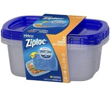 16 Ziplock Containers With Lids -Deep Rectangle Container Size 9 Cups /2.25qt