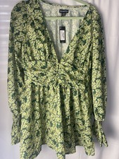 Pretty Little Thing Women's US 10 Green  Dress NWT Shirt Dress