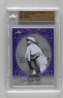 2019 Leaf Collection Pre-Production Proof Clear Purple 1/1 Babe Ruth HOF 0rm6