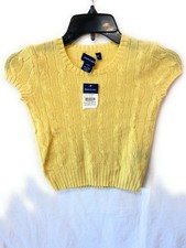 Children Polo Ralph Lauren Cable Knit Cashmere Cap, Yellow, Medium