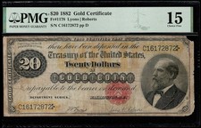 1882 $20 Gold Certificate Gold Coin Fr. 1178 PMG 15 (EEE)