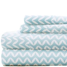 Linen Market Double-Brushed Patterned Microfiber King Sheet Set 4 Piece   Oek...