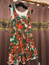 Dolce & Gabbana Floral Flare Sleeveless Dress Multi Red Lace Worn once 38 Auth