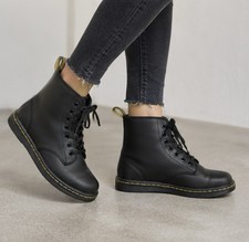 Dr. Martens Shoreditch Women's Black Leather Lace-Up Ankle Combat Boots US 6