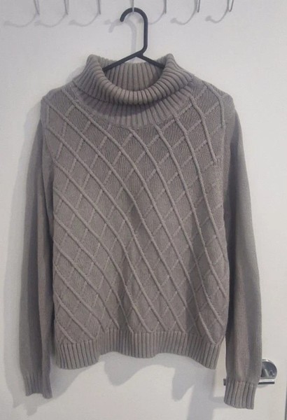 W Lane Womens Jumper Knit Size M Ash Grey Cable Stripe Acrylic Soft Pullover
