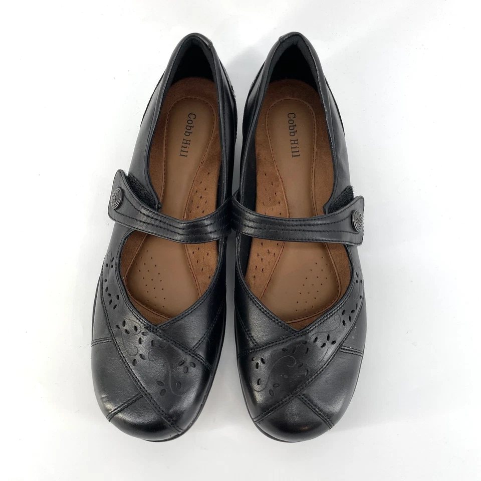 Zapatos Cobb Hill By Rockport Mary Jane para mujer 10 M cuero negro Petra CAG26BK Foto 3 de 4