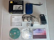 Nikon COOLPIX S3500 Silver Digital Camera Point Shoot 20.0MP Bundle Tested MINT