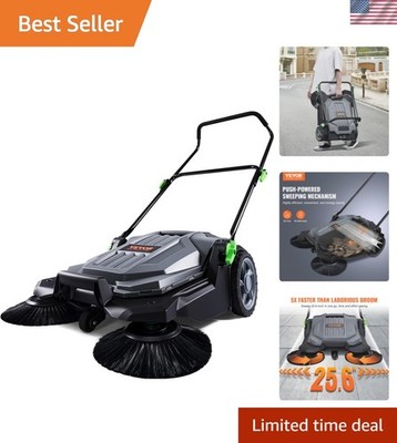 Walk-Behind Hand Push Floor Sweeper, 25.6'' Sweeping Width Floor Sweeper Manua...