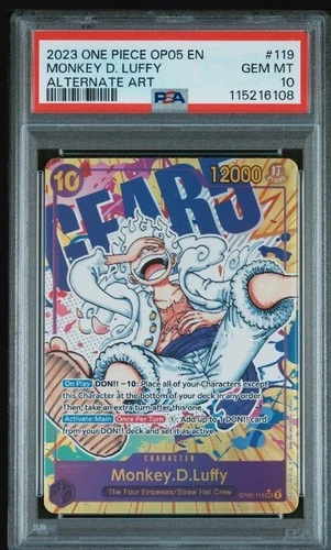 2023 ONE PIECE OP05 119 MONKEY D LUFFY GEAR 5 NIKA SEC ALT ART ENGLISH PSA 10