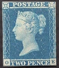 VERY RARE 1841 Great Britain 2d blue imperf QV postage stamp Mint SG14 Cat £5000