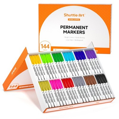 Shuttle Art 144 Pack Permanent Markers, Permanent Marker Assorted Colors, 12 ...