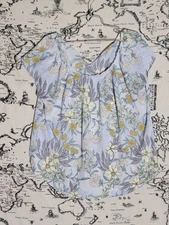 LC Lauren Conrad Women’s Floral Print Blouse Top Size XL Short Sleeve Spring