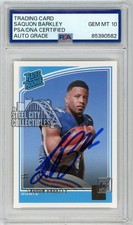 Saquon Barkley 2018 Donruss Rookie Auto Card #306 PSA/DNA 10 (Production Error). rookie card picture