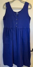 Hot Cotton Marc Ware Dress Maxi Jumper Petite Medium Blue  Lagenlook Modest VTG