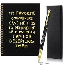 3 Pcs Farewell Gift for Coworkers Set, Include Gold Hardcover Notebooks and 