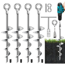 Ground Anchors Screw in, 18 Inch Ground Anchors Heavy Duty Metal Earth Auger ...