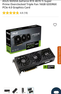 ASUS Prime -RTX4070TIS-O16G NVIDIA GeForce RTX 4070 Ti SUPER 16 GB GDDR6X