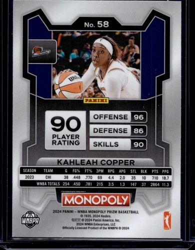 Kahleah Copper 2024 Panini WNBA Monopoly Prizm #58 - Bild 2 von 2