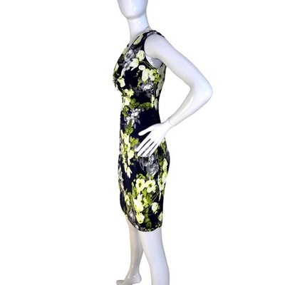 Connected Apparel bodycon navy dress with floral print size 6P