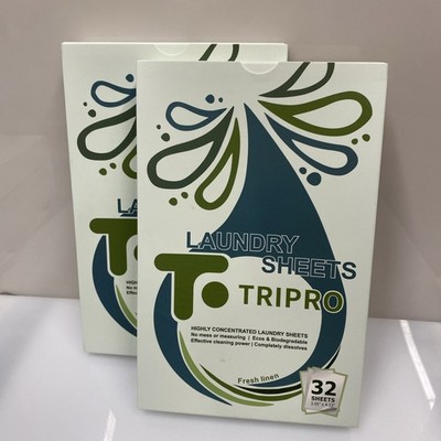 2X Laundry Detergent Sheets Tripro Highly Concentrated- Fresh Linen 32Each