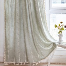 Sage Green Boho Farmhouse Curtains for Bedroom Living Room 84 Inch Length Fre...