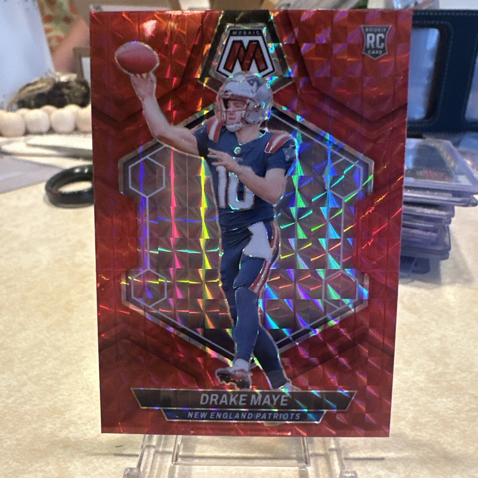 2024 Panini Mosaic Drake Maye #303 RED MOSAIC Rookie Card (RC) - NE Patriots