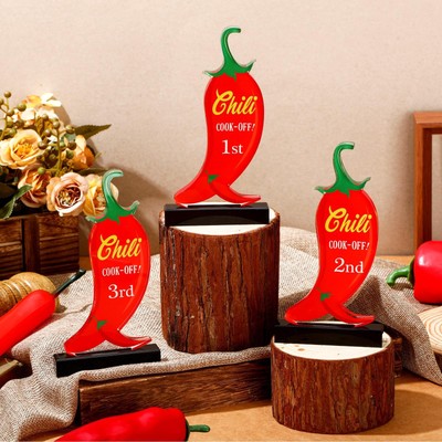 3 Pcs Chili Cook Off Trophies Prizes 1st 2nd 3rd Wooden
